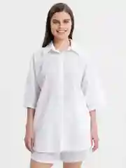 Белый женский летний костюм с шортами, рубашка, шорты