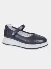 Синий туфли школьные для девочки из эластичной экокожи на липучке INDIGO KIDS