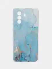 Светло-синий силиконовый чехол на Huawei Nova Y70 / Хуавей Нова Y70, с рисунком, защита камеры