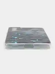 Бирюзовый силиконовый чехол на Samsung Galaxy S21 / Самсунг S21 прозрачный с рисунком, защита камеры