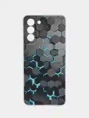 Бирюзовый силиконовый чехол на Samsung Galaxy S21 / Самсунг S21 прозрачный с рисунком, защита камеры