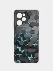 Бирюзовый чехол на Xiaomi Poco X5 Pro 5G / Поко Х5 Про 5G прозрачный, с рисунком, защита камеры