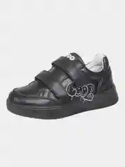 Черный кроссовки детские для девочки из эластичной экокожи INDIGO KIDS