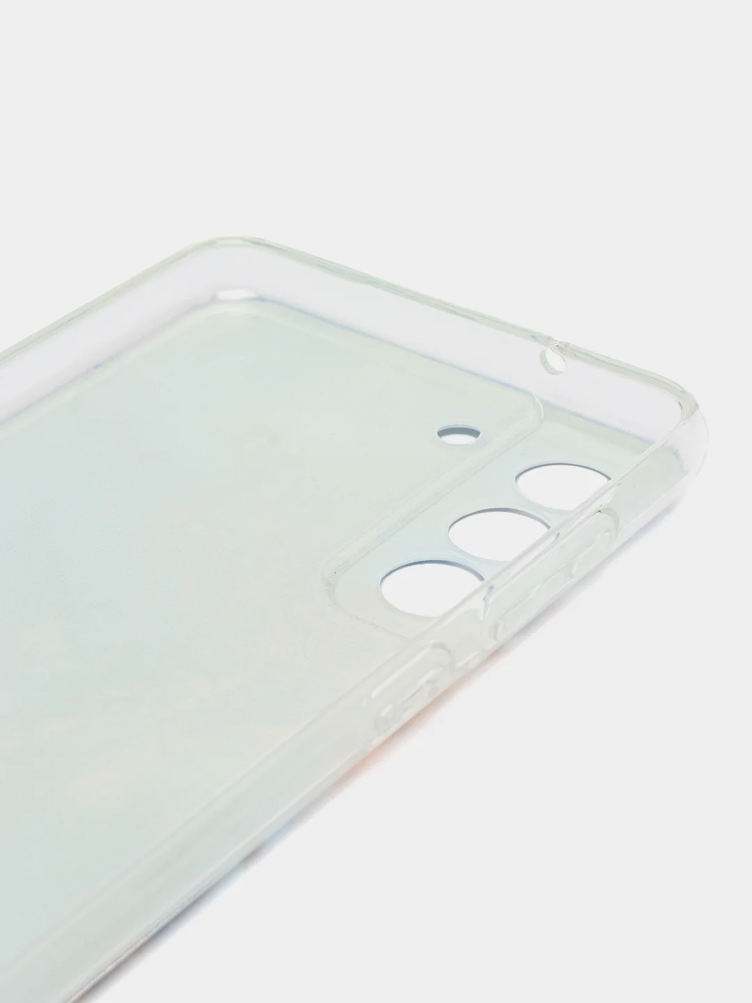 Голубой силиконовый чехол на Samsung Galaxy S21 FE / Самсунг S21 FE, с рисунком, защита камеры
