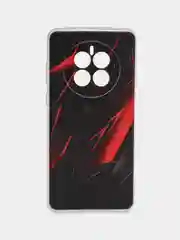 Красный силиконовый чехол на Huawei Mate 50/Хуавей Мате 50, прозрачный, с рисунком, защита камеры