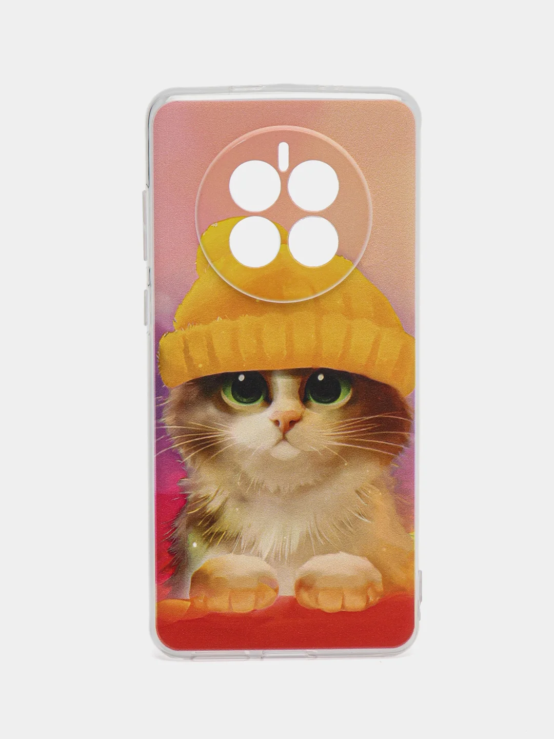 Желтый силиконовый чехол на Huawei Mate 50/Хуавей Мате 50, прозрачный, с рисунком, защита камеры
