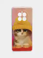 Желтый силиконовый чехол на Huawei Mate 50/Хуавей Мате 50, прозрачный, с рисунком, защита камеры