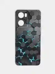 Бирюзовый чехол на Oppo A57 4G/A77 4G/A77s 4G/A57s / Оппо А57 4G, с рисунком, защита камеры