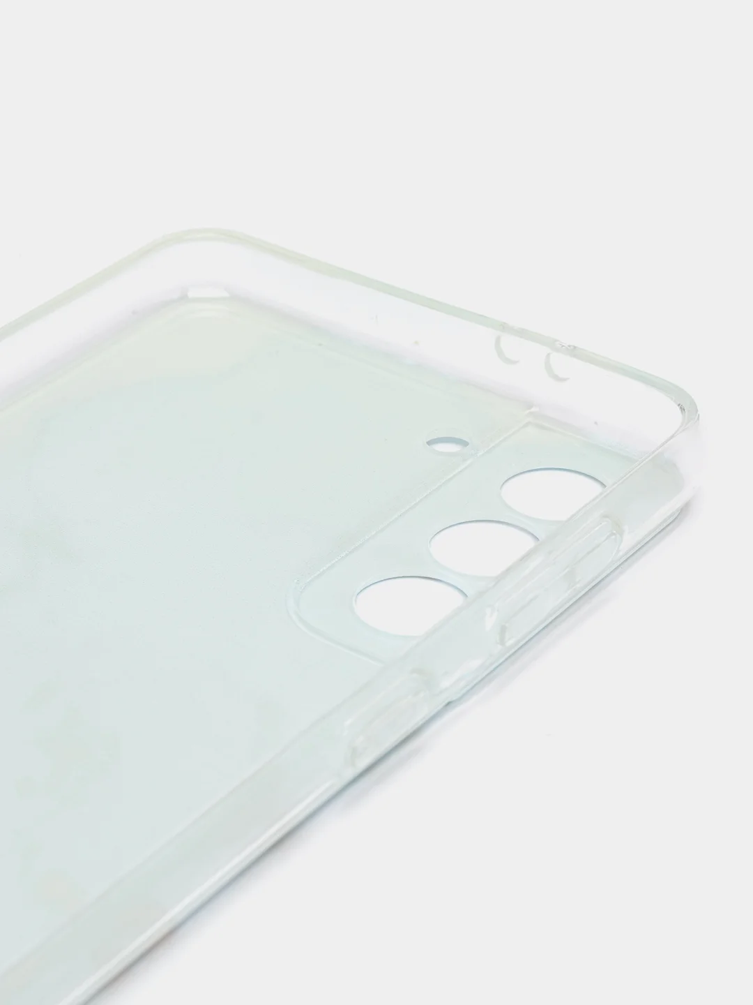 Светло-синий силиконовый чехол на Samsung Galaxy S21 / Самсунг S21 прозрачный с рисунком, защита камеры