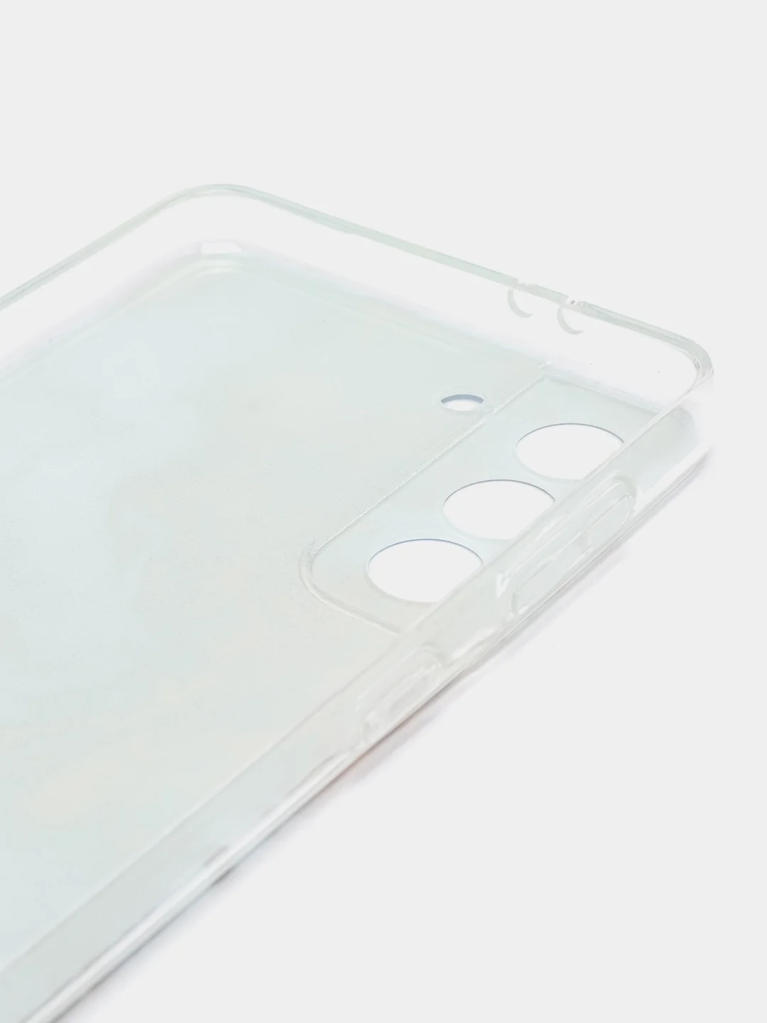 Голубой силиконовый чехол на Samsung Galaxy S21 / Самсунг S21 прозрачный с рисунком, защита камеры