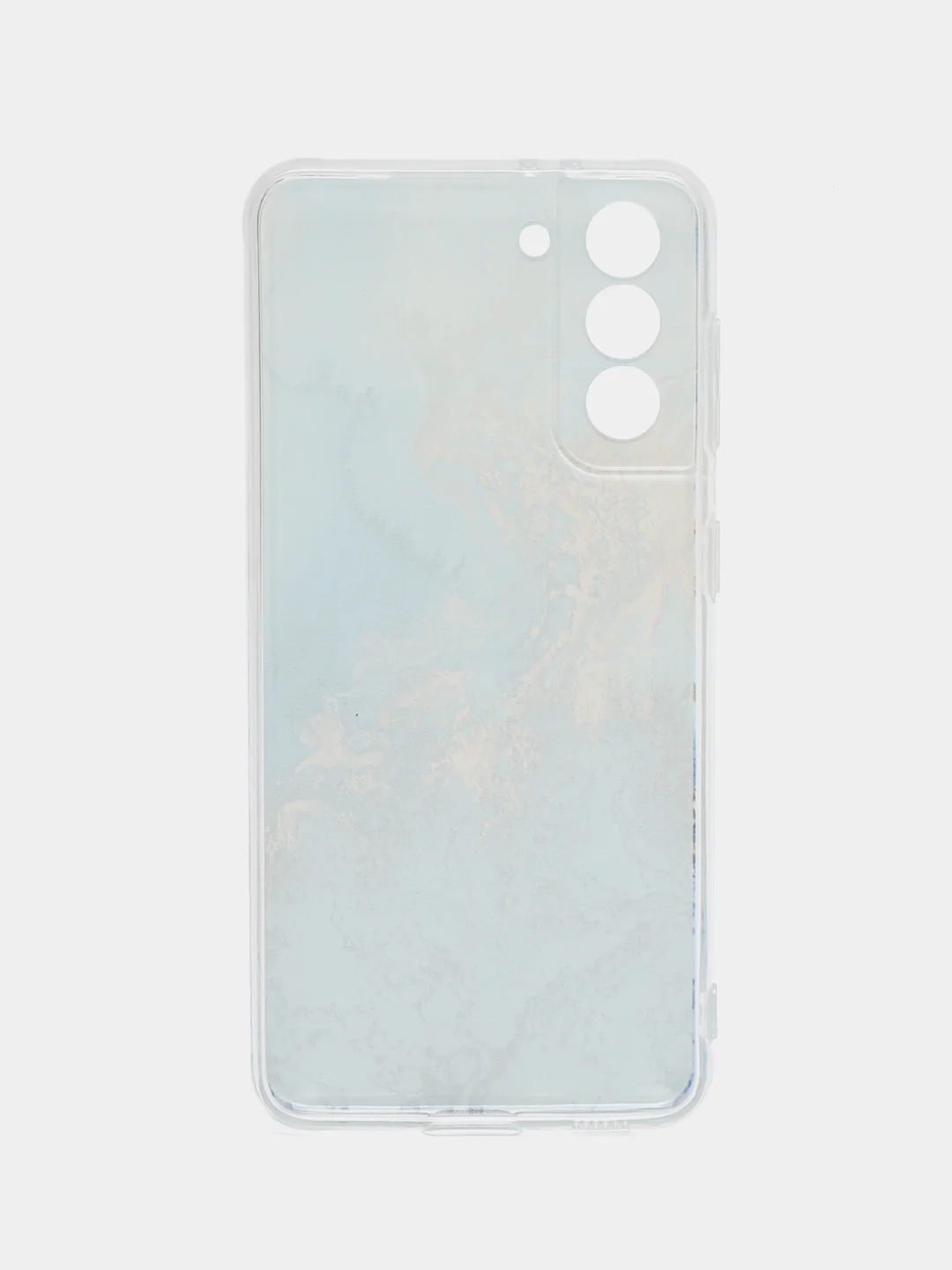 Голубой силиконовый чехол на Samsung Galaxy S21 / Самсунг S21 прозрачный с рисунком, защита камеры