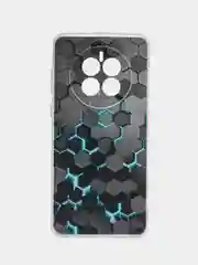 Бирюзовый силиконовый чехол на Huawei Mate 50/Хуавей Мате 50, прозрачный, с рисунком, защита камеры