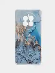 Голубой силиконовый чехол на Huawei Mate 50/Хуавей Мате 50, прозрачный, с рисунком, защита камеры