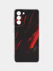 Красный силиконовый чехол на Samsung Galaxy S21 / Самсунг S21 прозрачный с рисунком, защита камеры