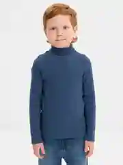 Темно-синий водолазка для мальчиков, однотонная, 5-8 лет