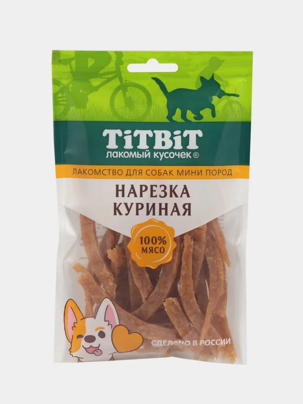 Лакомство Titbit Нарезка куриная, для собак мини пород, 70 г