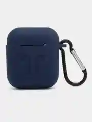Индиго чехол для беспроводных наушников AirPods 1/2 с карабином, силиконовый