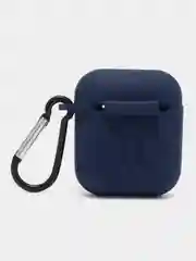 Индиго чехол для беспроводных наушников AirPods 1/2 с карабином, силиконовый