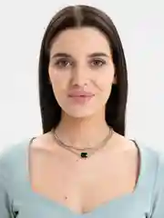Серебряный массивное ожерелье с кулоном и двойной цепью