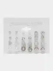 Серебряный серьги женские, набор 12 штук, бижутерия