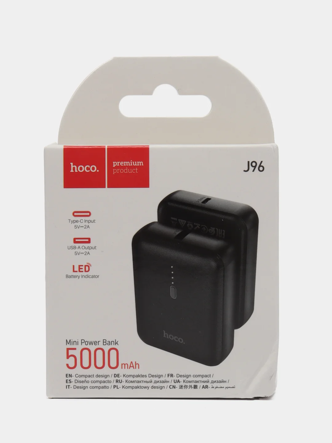 Power bank, Повербанк, Hoco J96 Mini, 5000 mAh, черный