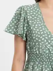 Мятный платье женское шелковое, летнее, короткое, выше колена, с рисунком, зеленое, желтое