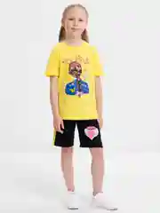Желтый детские комплекты: шорты и футболка для девочек, 5-8 лет