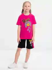 Вишнёвый детские комплекты: шорты и футболка для девочек, 5-8 лет
