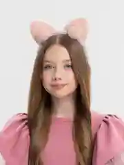 Розовый ободок на голову с кошачьими ушками