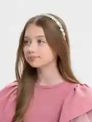 Песочный хаки ободок тканевый, однотонный, со складками, атласный