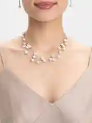 Серебряный комплект серьги и колье (цепочка), браслет с искусственным жемчугом