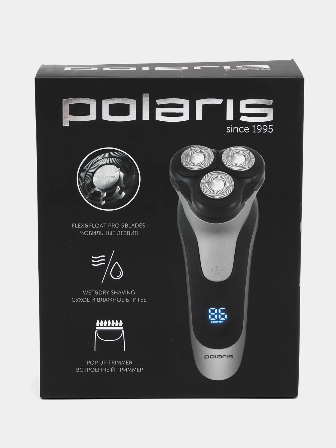 Электрическая бритва Polaris PMR 0420R flex&float 4D PRO Черный/серебряный