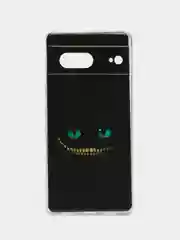Черный силиконовый чехол на Google Pixel 7 / Гугл Пиксель 7 прозрачный, с рисунком, защита камеры