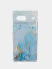 Светло-синий силиконовый чехол на Google Pixel 7 / Гугл Пиксель 7 прозрачный, с рисунком, защита камеры