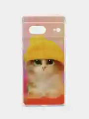 Желтый силиконовый чехол на Google Pixel 7 / Гугл Пиксель 7 прозрачный, с рисунком, защита камеры