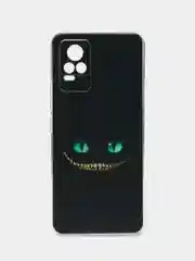 Черный силиконовый чехол на Vivo V21e 4G / Виво V21e 4G прозрачный, с рисунком, защита камеры
