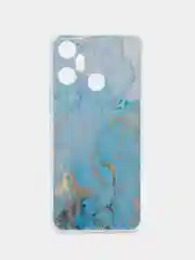 Светло-синий чехол на Infinix Smart 6 Plus / Инфиникс Смарт 6 Плюс с рисунком, защита камеры