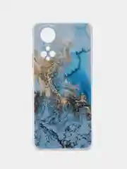 Голубой силиконовый чехол на Honor X7 2022 / Хонор Х7 2022 прозрачный, с рисунком, защита камеры