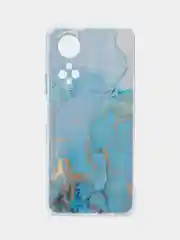 Светло-синий силиконовый чехол на Honor X7 2022 / Хонор Х7 2022 прозрачный, с рисунком, защита камеры