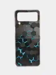 Бирюзовый силиконовый чехол на Samsung Galaxy Z Flip 4 / Самсунг Z Flip 4 с рисунком, защита камеры