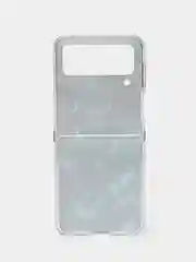 Бирюзовый силиконовый чехол на Samsung Galaxy Z Flip 4 / Самсунг Z Flip 4 с рисунком, защита камеры
