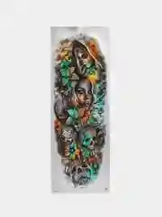 Вишнёвый переводные временные водные татуировки  черно-белые(17X48 см) рукав
