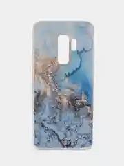 Голубой силиконовый чехол на Samsung Galaxy S9 Plus / Самсунг S9 Plus с рисунком, защита камеры