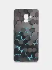 Бирюзовый чехол на Samsung Galaxy A8 Plus 2018 / Самсунг A8 Plus с рисунком, защита камеры