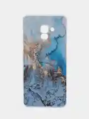 Голубой чехол на Samsung Galaxy A8 Plus 2018 / Самсунг A8 Plus с рисунком, защита камеры