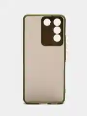 Оливковый чехол для Vivo V27e матовый, с цветными бортиками