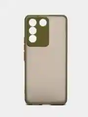 Оливковый чехол для Vivo V27e матовый, с цветными бортиками