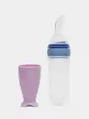 Синий бутылочка с ложкой из силикона