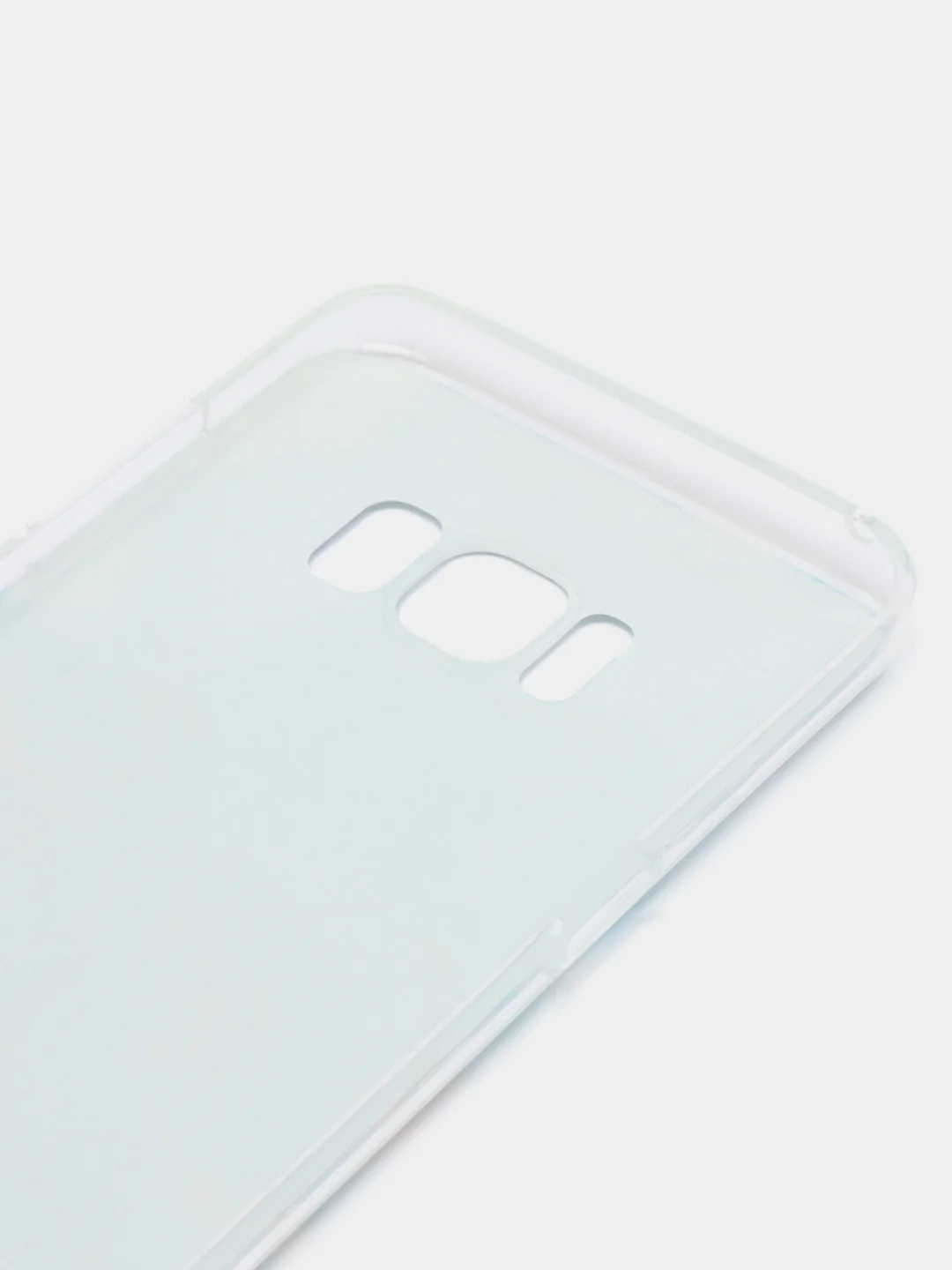 Светло-синий силиконовый чехол на Samsung Galaxy S8 / Самсунг S8 прозрачный, с рисунком, защита камеры