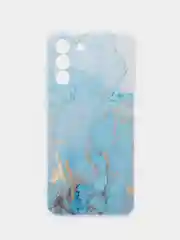 Светло-синий силиконовый чехол на Samsung Galaxy S21 FE / Самсунг S21 FE, с рисунком, защита камеры